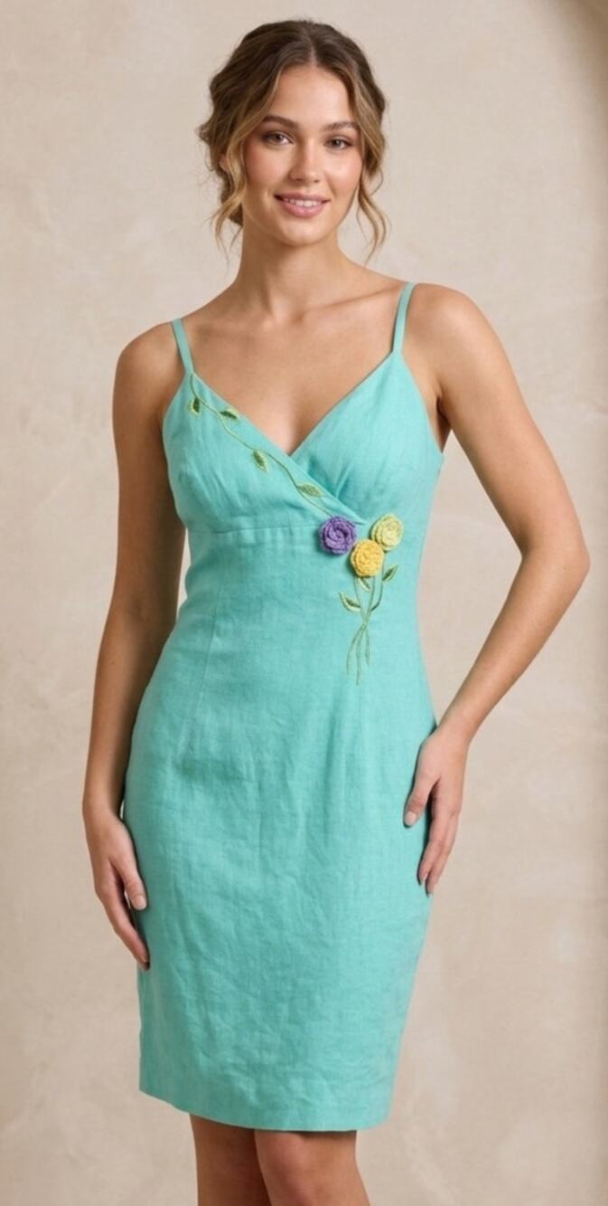 Vintage 90’s - Y2K linen bodycon dress by Deborah Laws